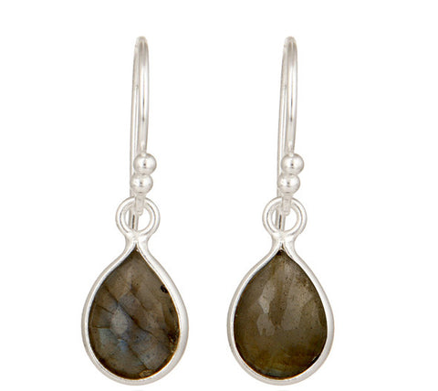 Image of Labradorite Sterling Silver Drop Earrings in Gold or Silver
