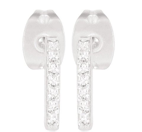 Image of Pave Bar Sterling Silver Stud Earrings