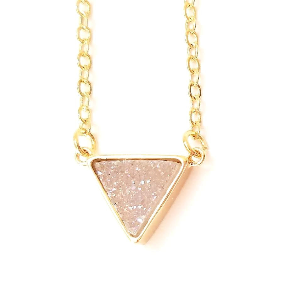 Druzy Triangle Pendant Necklace
