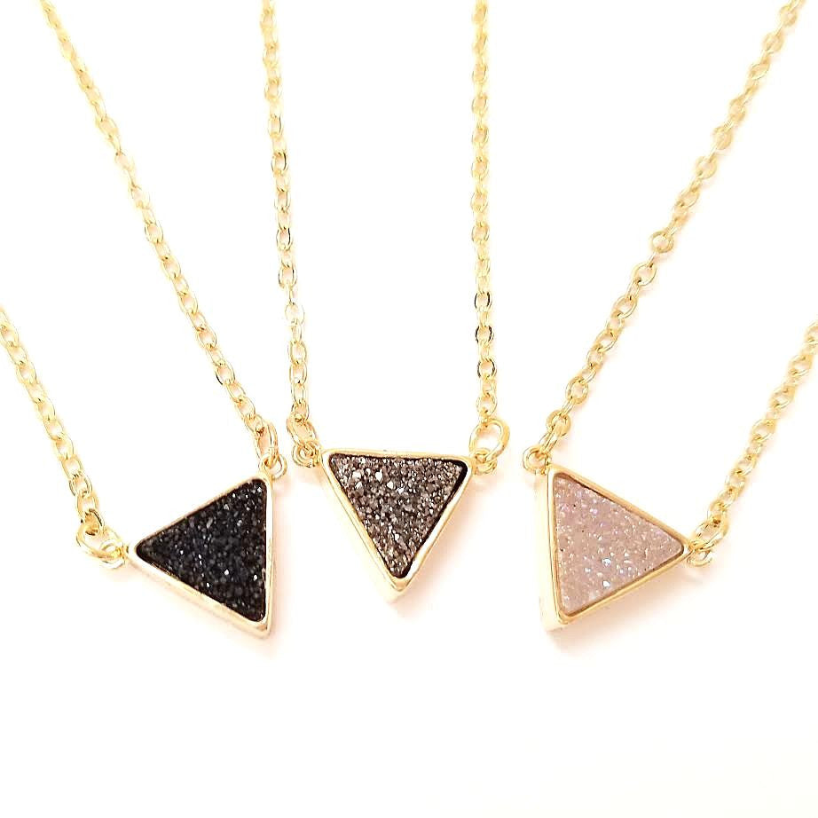 Druzy Triangle Pendant Necklace