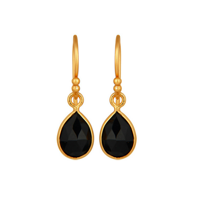 Black Onyx Gold Vermeil Drop Earrings