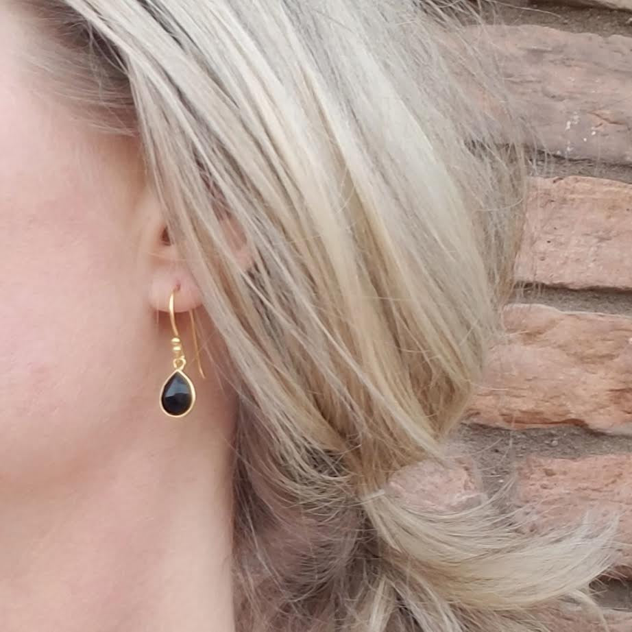 Black Onyx Gold Vermeil Drop Earrings