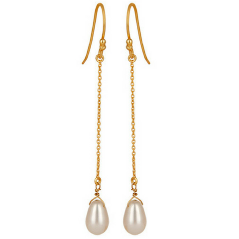 Freshwater Pearl Gold Vermeil Chain Dangle Earrings